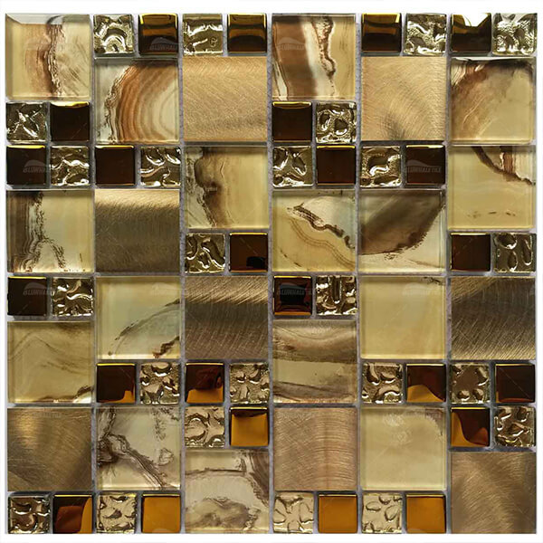 Mixed Size Square Metal Mix Laminated Glass GZOJ9905,glass mosaic,golden mosaic tiles,spa tiles,mosaic price