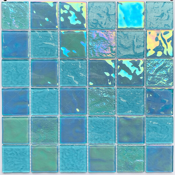 48x48mm Square Crystal Glass Iridescent Lake Blue GKOL1607,tile for swimming pool,2x2 glass pool tile,pool tiles sale