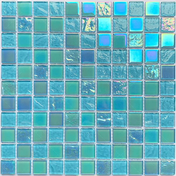 25x25mm Square Crystal Glass Iridescent Lake Blue GIOL1608,swimming pool mosaics,glass pool mosaic tiles,pool mosaic for sale
