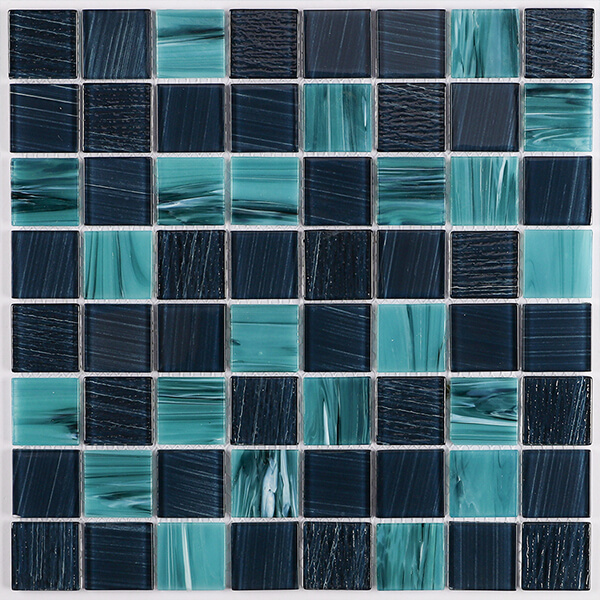 36x36mm Square Crystal Glass Aqua Gree Mixed Dark Blue GZOL1704,glass pool tile, blue green pool tile, buy swimming pool tiles online