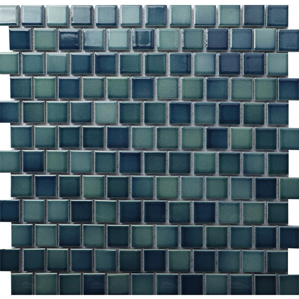 23x23mm Running Bond Square Glossy Porcelain Gradient Blue HGA2601-1,ceramic pool tile, swimmingpool tile, designer pool tiles