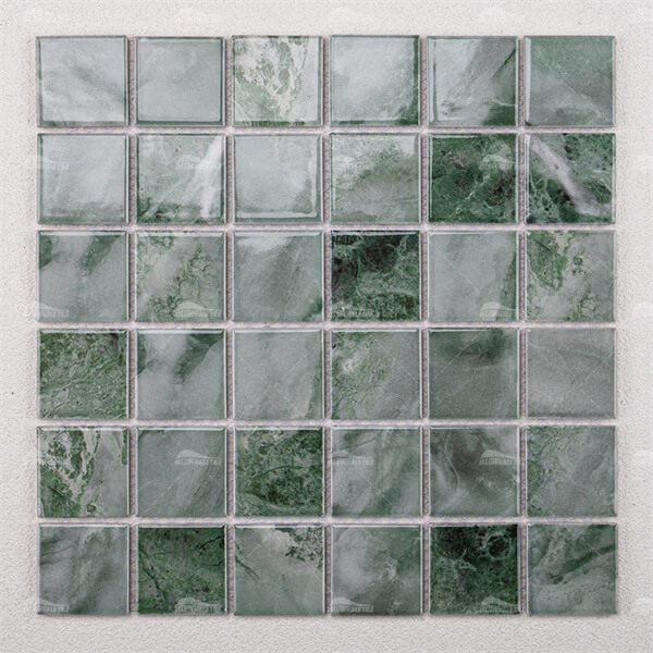 48x48mm Ripple Surface Square Glossy Inkjet Porcelain KOA2902,ceramic pool tile, green turquoise swimming pool tiles, pool tile 2x2