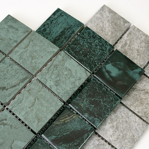 48mmx48mm Square Inkjet Printed Porcelain Pool Mosaic KMA1702,pool tiles mosaic swimming，tiles for pools，green pool tiles